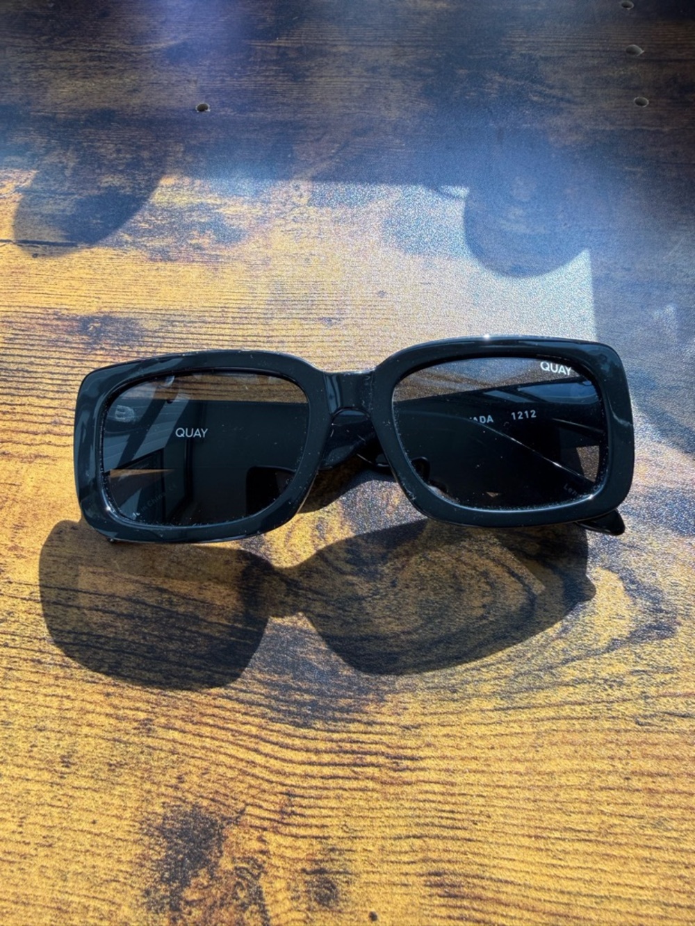 Quay Black Yada Yada Rectangular Sunglasses
